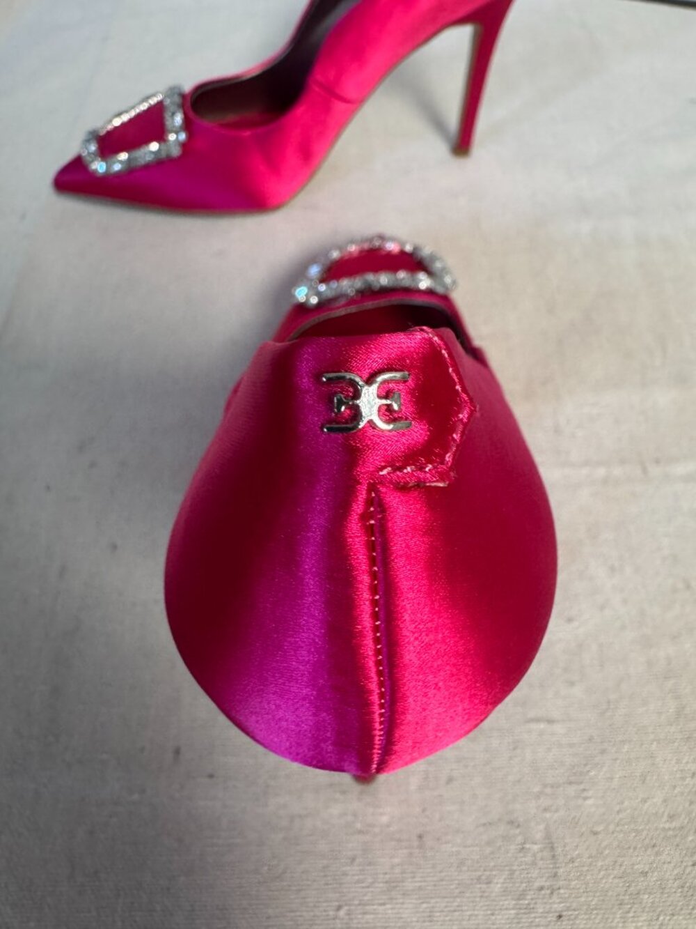 9 Sam Edelman Harriett Pink Fuchsia Pointed Toe Pump Heels Stiletto Rhinestone - Picture 7 of 16